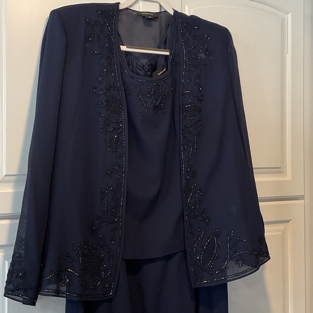 R&M Richards formal dress with sheer jacket.